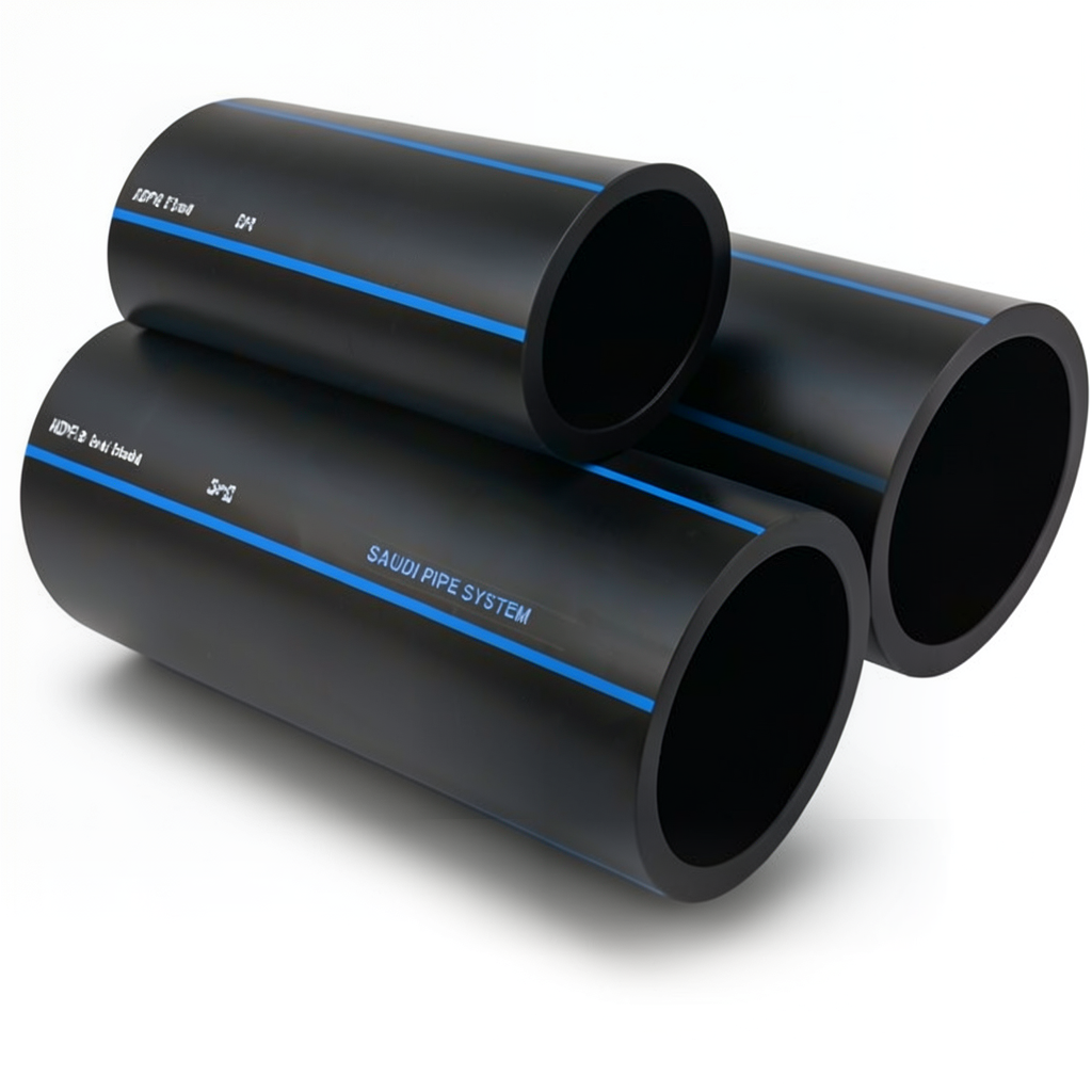أنابيب HDPE SPS PE 80 ضغط 5 بار قطر خارجي 125 مم سمك 4.8 مم لون أسود | مصنع أنظمة الانابيب السعودي (SPS)