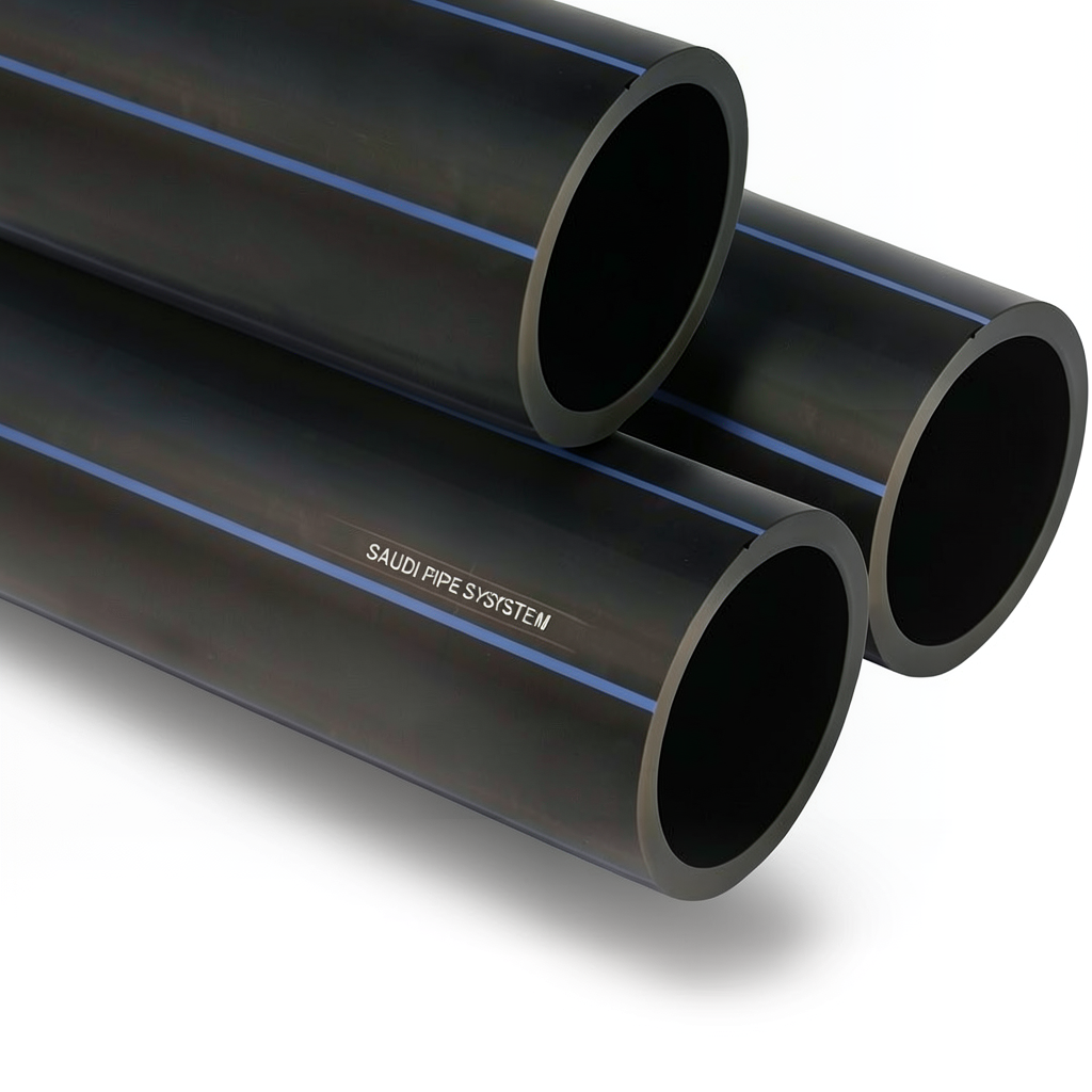 أنابيب HDPE PE 80 ضغط 12.5 بار قطر خارجي 125 مم سمك 11.4 مم لون أسود | مصنع أنظمة الانابيب السعودي (SPS)