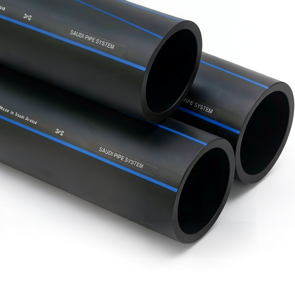 مواسير HDPE السعودي PE 80 ضغط 12.5 بار قطر خارجي 140 مم سمك 12.7 مم لون اسود | مصنع أنظمة الانابيب السعودي (SPS)