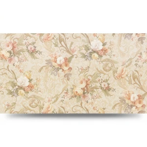 Italian Wallpaper Floral Design 10m x 1.06m Light Beige