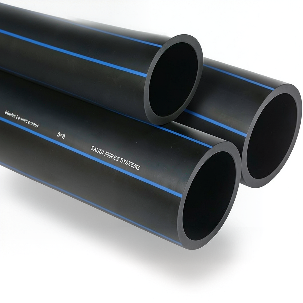 SPS HDPE Pipes PE 80 Pressure 5 Bar Outside Diameter 160 mm Thickness 6.2 mm Black | Saudi Pipes Systems (SPS)