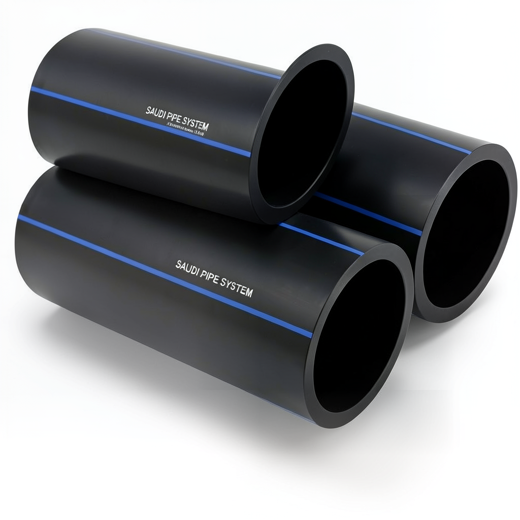 مواسير HDPE السعودي PE 80 ضغط 12.5 بار قطر خارجي 160 مم سمك 14.6 مم لون اسود | مصنع أنظمة الانابيب السعودي (SPS)