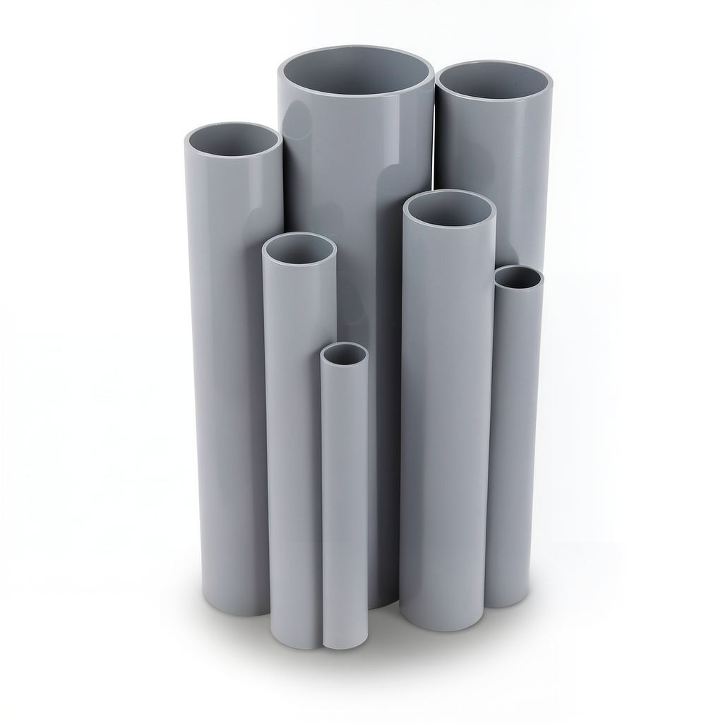 مواسير UPVC ضغط 2.5 بار قطر خارجي 225 مم سمك 1.8 مم لون رمادي
