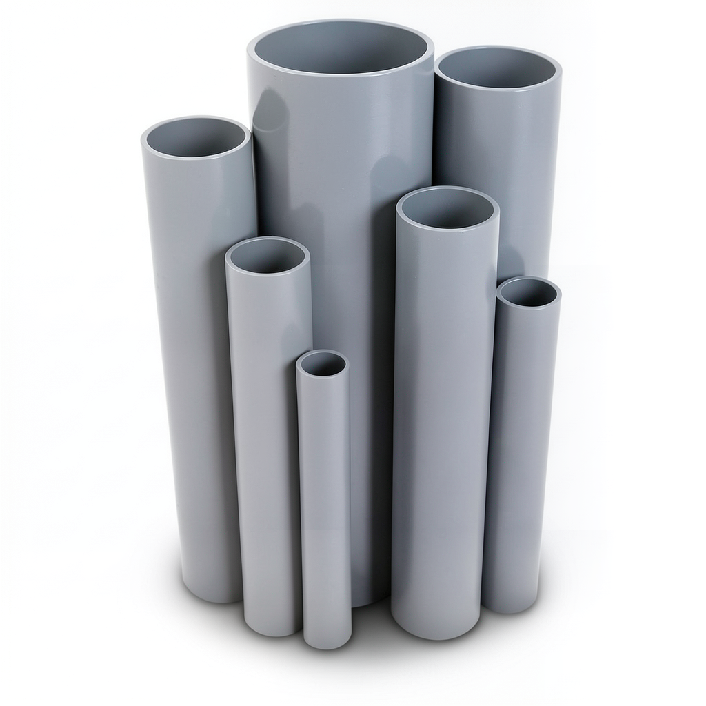 UPVC Pipes 4 Bar Pressure 225 mm OD 4.5 mm Thickness Gray