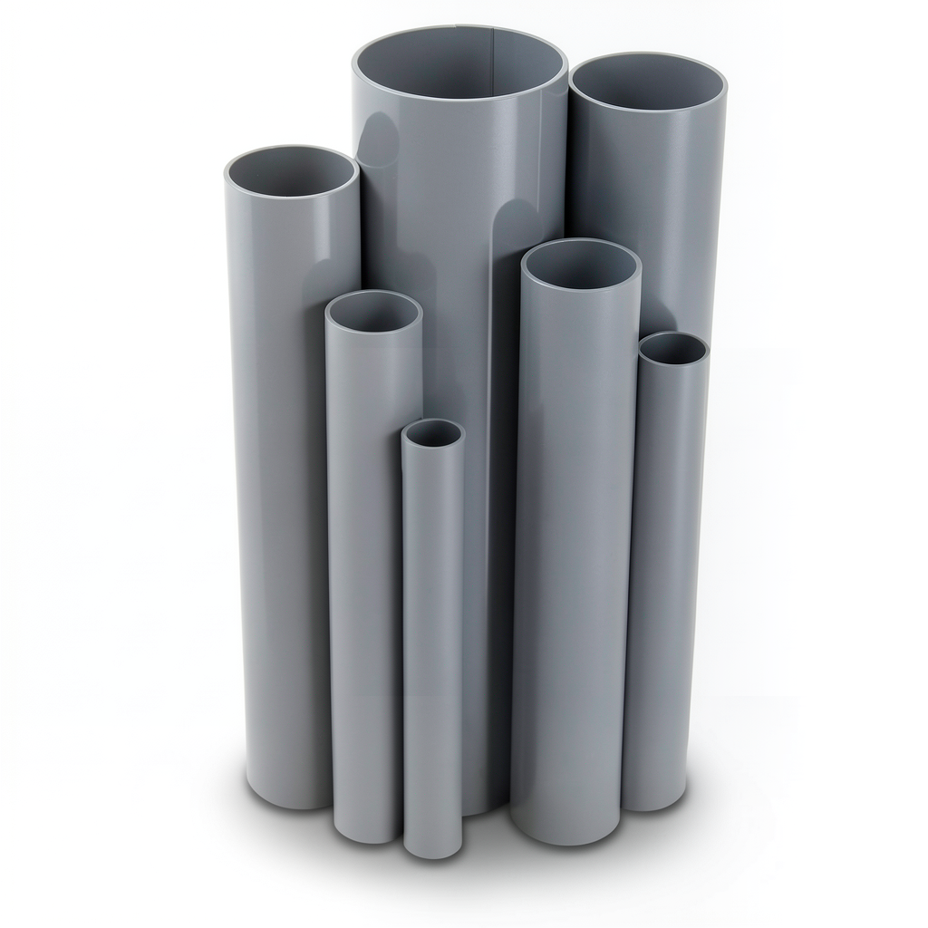 مواسير UPVC ضغط 2.5 بار قطر خارجي 225 مم سمك 1.8 مم لون رمادي