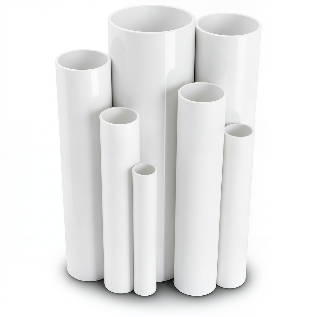 مواسير UPVC ضغط 6 بار قطر خارجي 225 مم سمك 6.6 مم لون أبيض