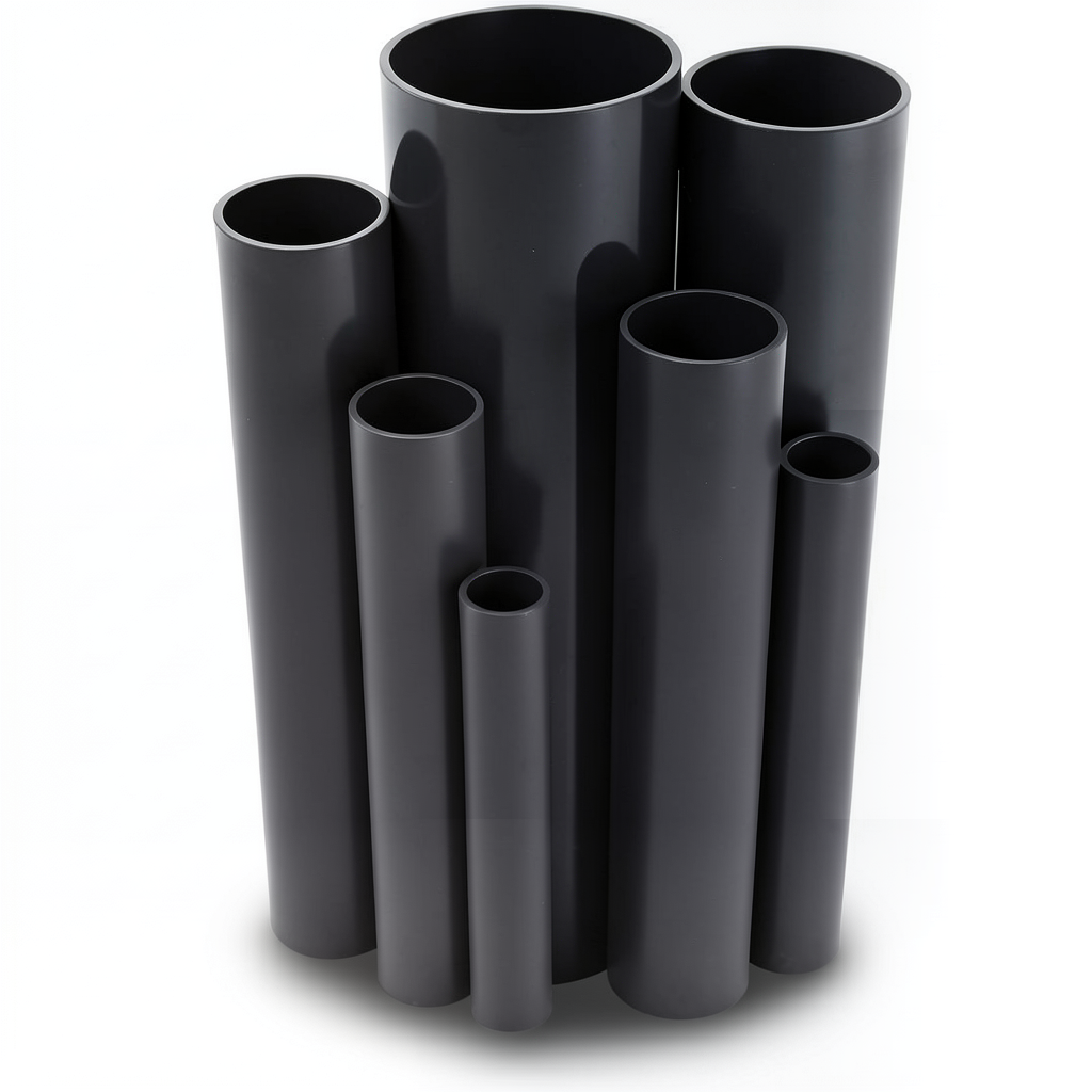 مواسير UPVC ضغط اسمي 10 بار قطر خارجي 225 مم سمك 10.8 مم لون اسود