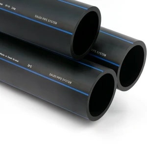 مواسير HDPE السعودي PE 80 ضغط 5 بار قطر خارجي 200 مم سمك 7.7 مم لون اسود | مصنع أنظمة الانابيب السعودي (SPS)