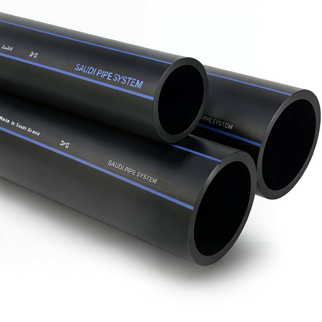 SPS HDPE Pipes PE 80 Pressure 5 Bar Outside Diameter 200 mm Thickness 7.7 mm Black | Saudi Pipes Systems (SPS)