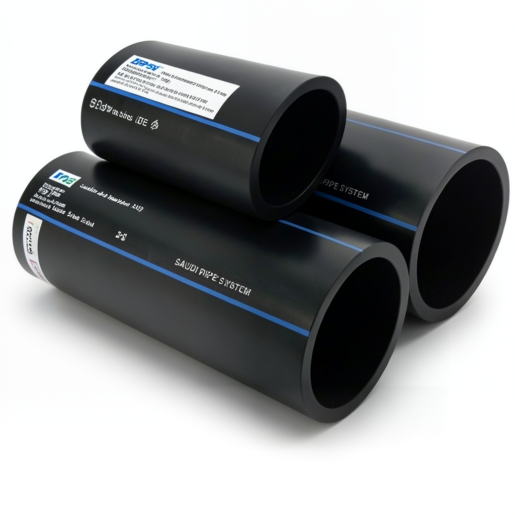 SPS HDPE Pipes PE 80 Pressure 5 Bar Outside Diameter 225 mm Thickness 8.6 mm Black | Saudi Pipes Systems (SPS)