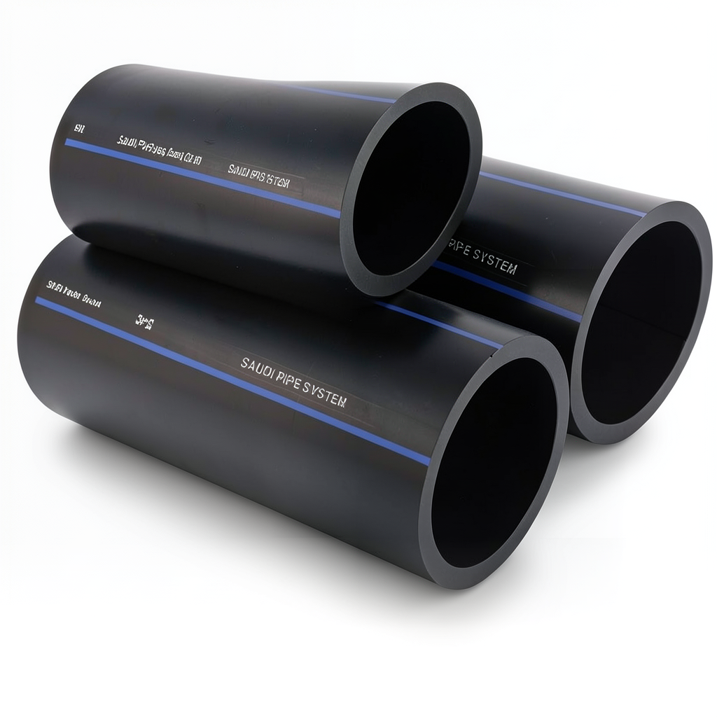 مواسير HDPE PE 80 ضغط 8 بار قطر خارجي 225 مم سمك 13.4 مم لون أسود | مصنع أنظمة الانابيب السعودي (SPS)