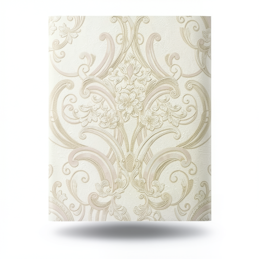Italian Wallpaper Light Beige 10m x 1.06m Classic Design