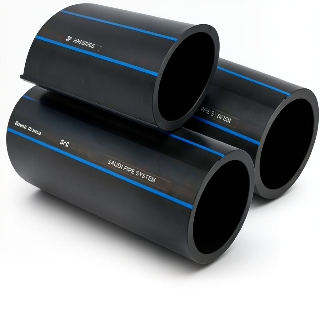 مواسير HDPE السعودي PE 80 ضغط 12.5 بار قطر خارجي 225 مم سمك 20.5 مم لون اسود | مصنع أنظمة الانابيب السعودي (SPS)