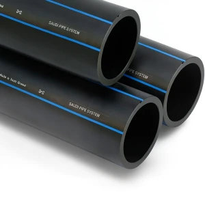 مواسير HDPE السعودي PE 80 ضغط 12.5 بار قطر خارجي 250 مم سمك 22.7 مم لون اسود | مصنع أنظمة الانابيب السعودي (SPS)