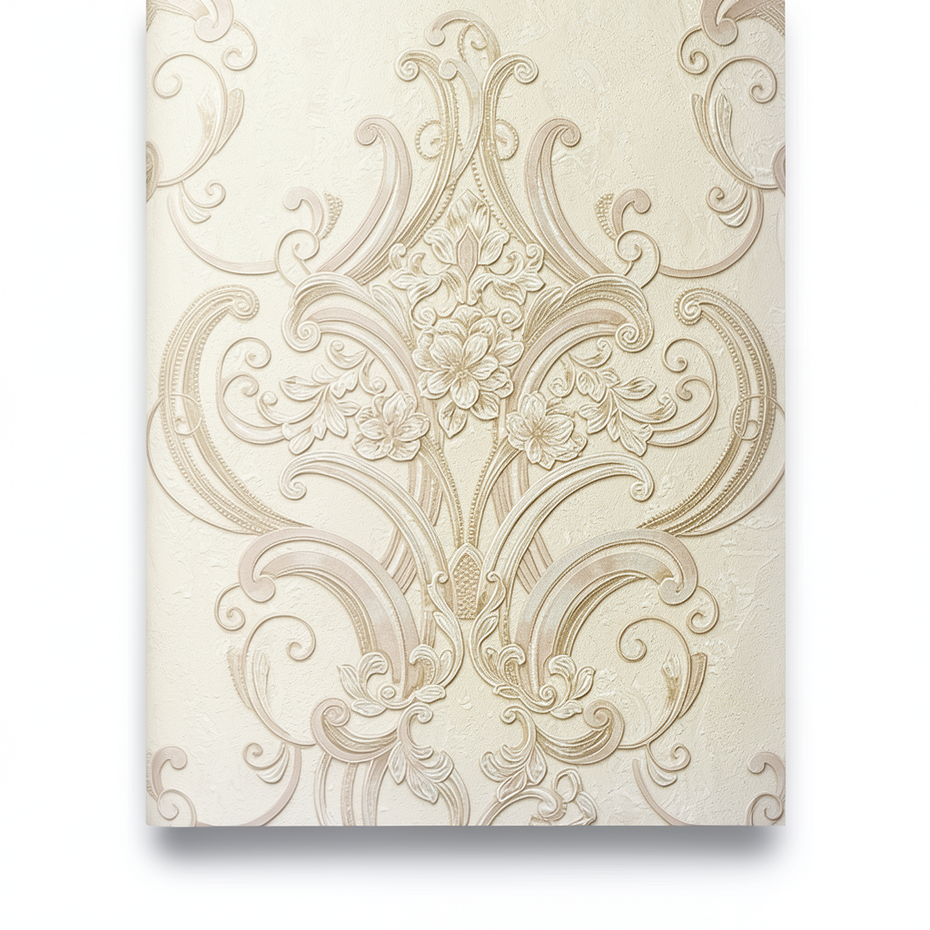 Italian Wallpaper Light Beige 10m x 1.06m Classic Design