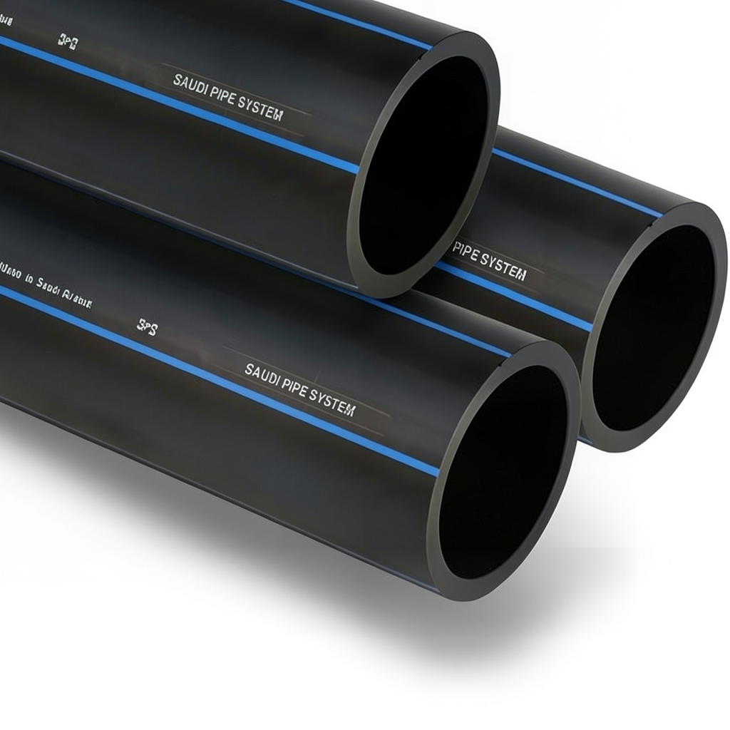 مواسير HDPE السعودي PE 80 ضغط 12.5 بار قطر خارجي 280 مم سمك 25.4 مم لون اسود | مصنع أنظمة الانابيب السعودي (SPS)