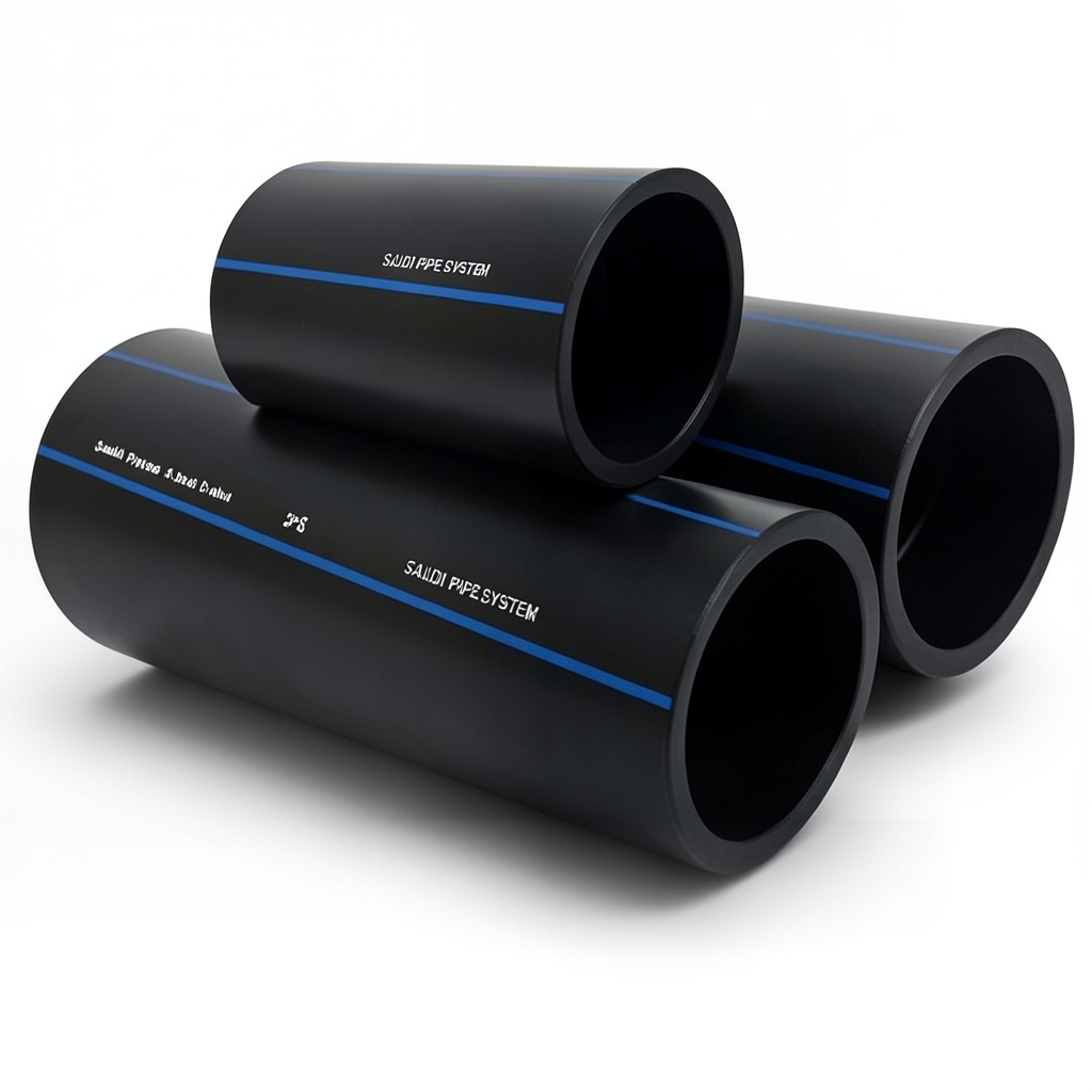 مواسير HDPE السعودي PE 80 ضغط 5 بار قطر خارجي 315 مم سمك 12.1 مم لون اسود | مصنع أنظمة الانابيب السعودي (SPS)