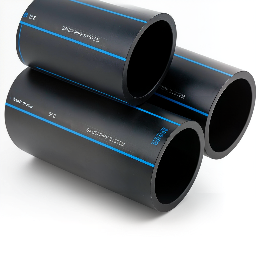 مواسير HDPE السعودي PE 80 ضغط 12.5 بار قطر خارجي 315 مم سمك 28.6 مم لون اسود | مصنع أنظمة الانابيب السعودي (SPS)