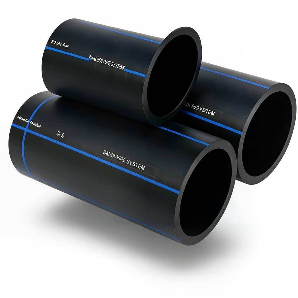 مواسير HDPE PE 80 ضغط 8 بار قطر خارجي 315 مم سمك 18.7 مم لون أسود | مصنع أنظمة الانابيب السعودي (SPS)