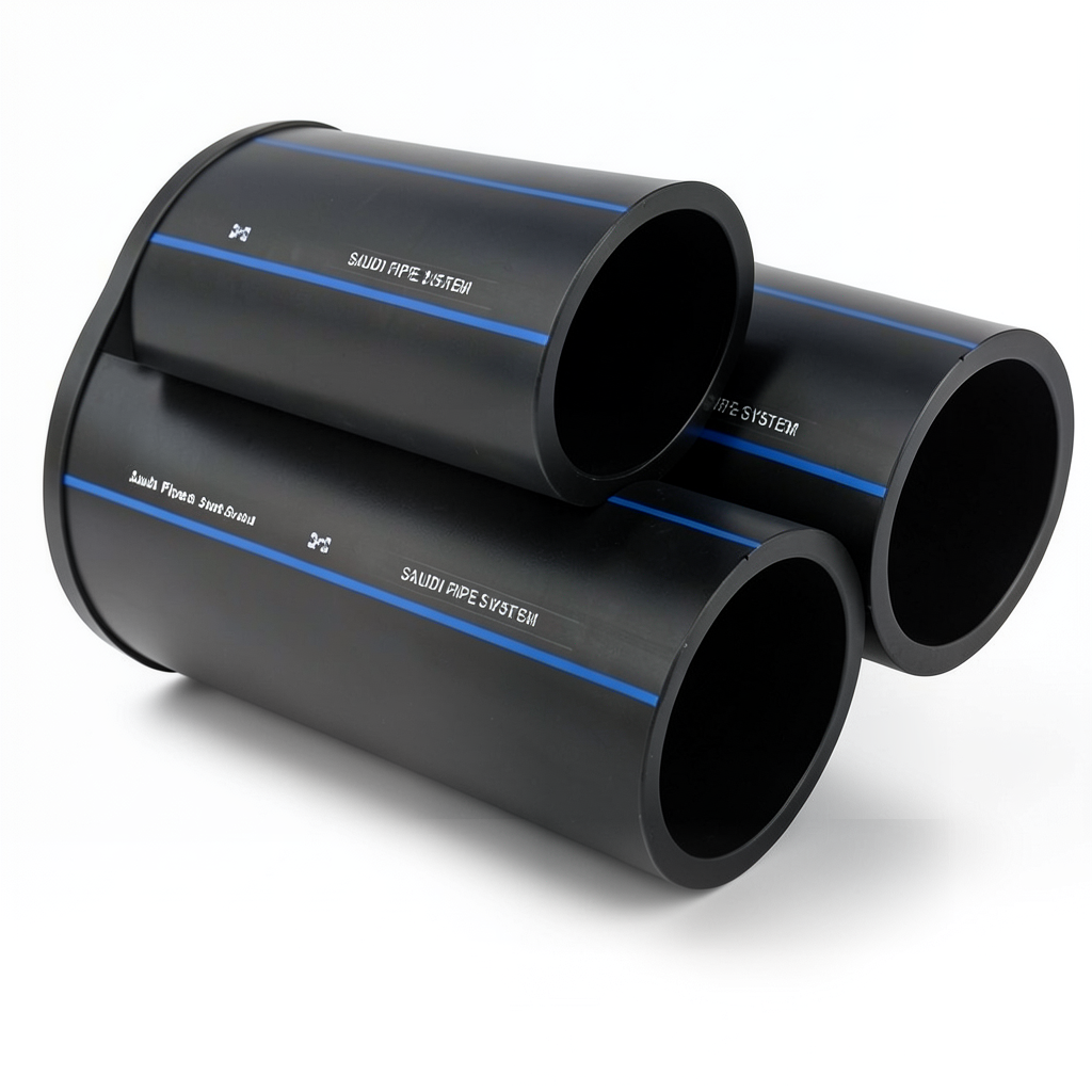 مواسير HDPE السعودي PE 80 ضغط 12.5 بار قطر خارجي 315 مم سمك 28.6 مم لون اسود | مصنع أنظمة الانابيب السعودي (SPS)