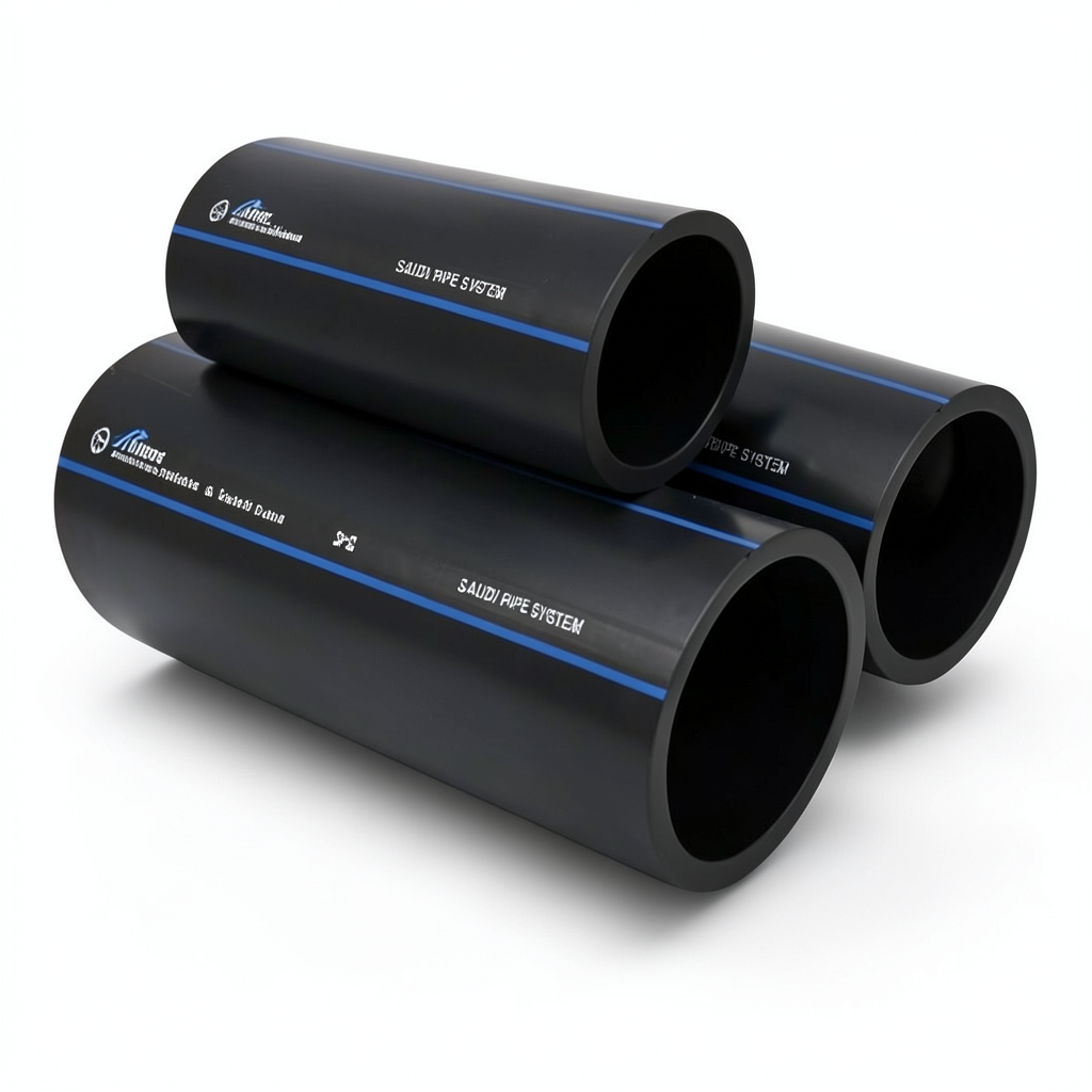 أنابيب HDPE SPS PE 80 ضغط 8 بار قطر خارجي 355 مم سمك 21.1 مم لون أسود | مصنع أنظمة الانابيب السعودي (SPS)