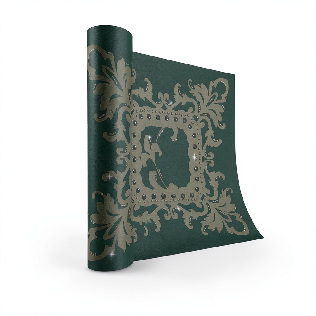 Patterned Wallpaper 10 m x 0.70 m Dark Green, Model 13060
