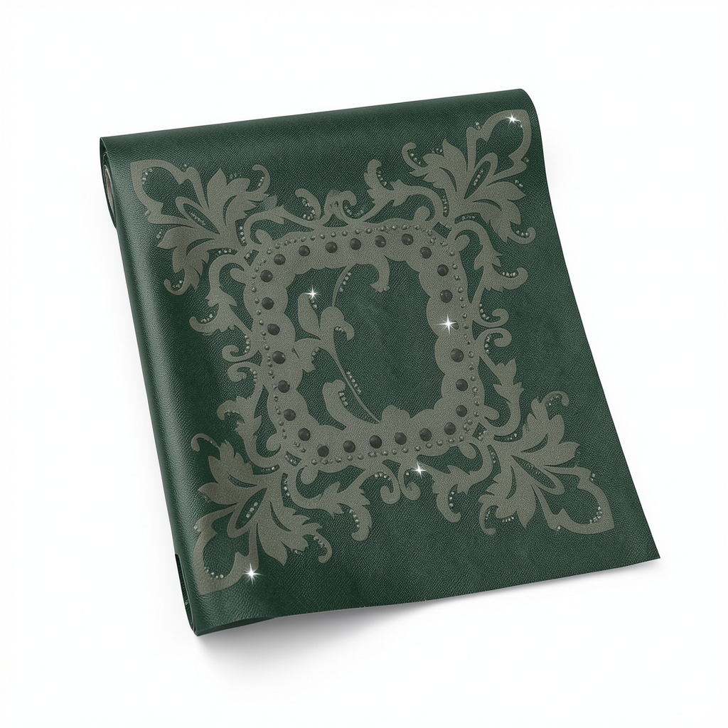 Patterned Wallpaper 10 m x 0.70 m Dark Green, Model 13060