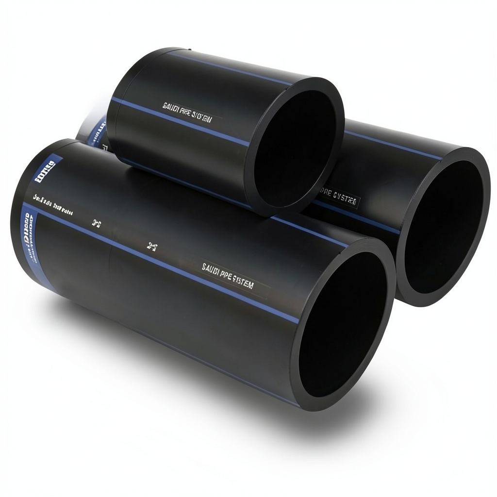 أنابيب HDPE السعودي PE 80 ضغط 12.5 بار قطر خارجي 355 مم سمك 32.2 مم لون أسود | مصنع أنظمة الانابيب السعودي (SPS)