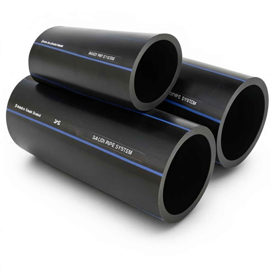 مواسير HDPE السعودي PE 80 ضغط 5 بار قطر خارجي 450 مم سمك 17.2 مم لون أسود | مصنع أنظمة الانابيب السعودي (SPS)