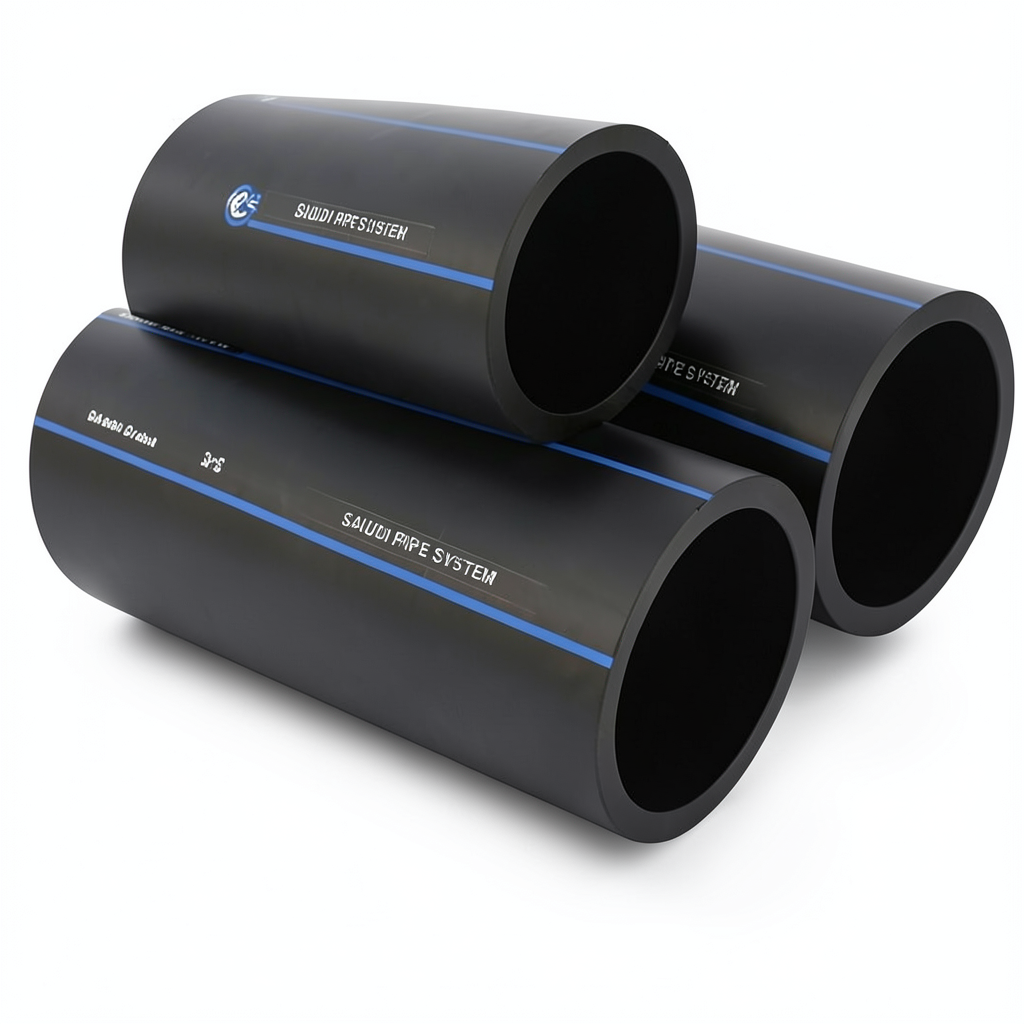 مواسير HDPE السعودي PE 80 ضغط 8 بار قطر خارجي 450 مم سمك 26.7 مم لون اسود | مصنع أنظمة الانابيب السعودي (SPS)