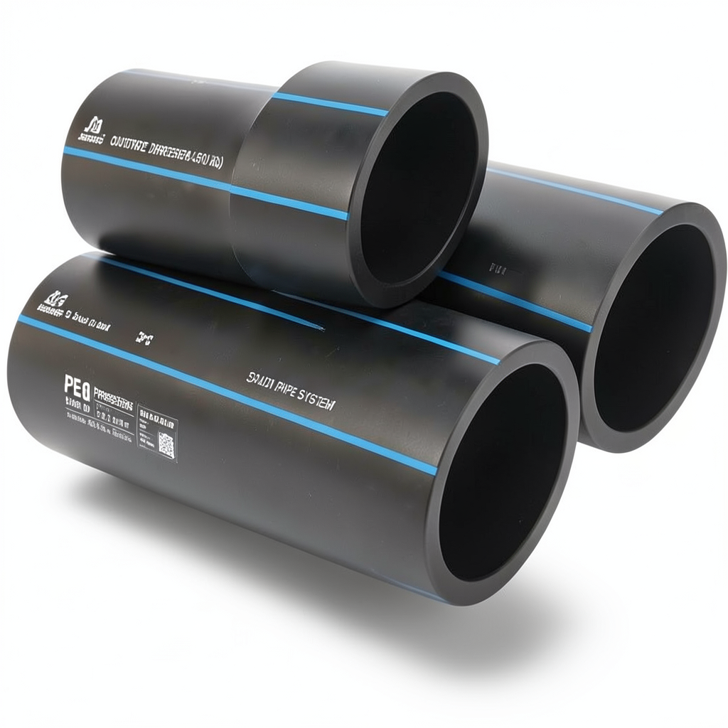 مواسير HDPE السعودي PE 80 ضغط 5 بار قطر خارجي 450 مم سمك 17.2 مم لون أسود | مصنع أنظمة الانابيب السعودي (SPS)