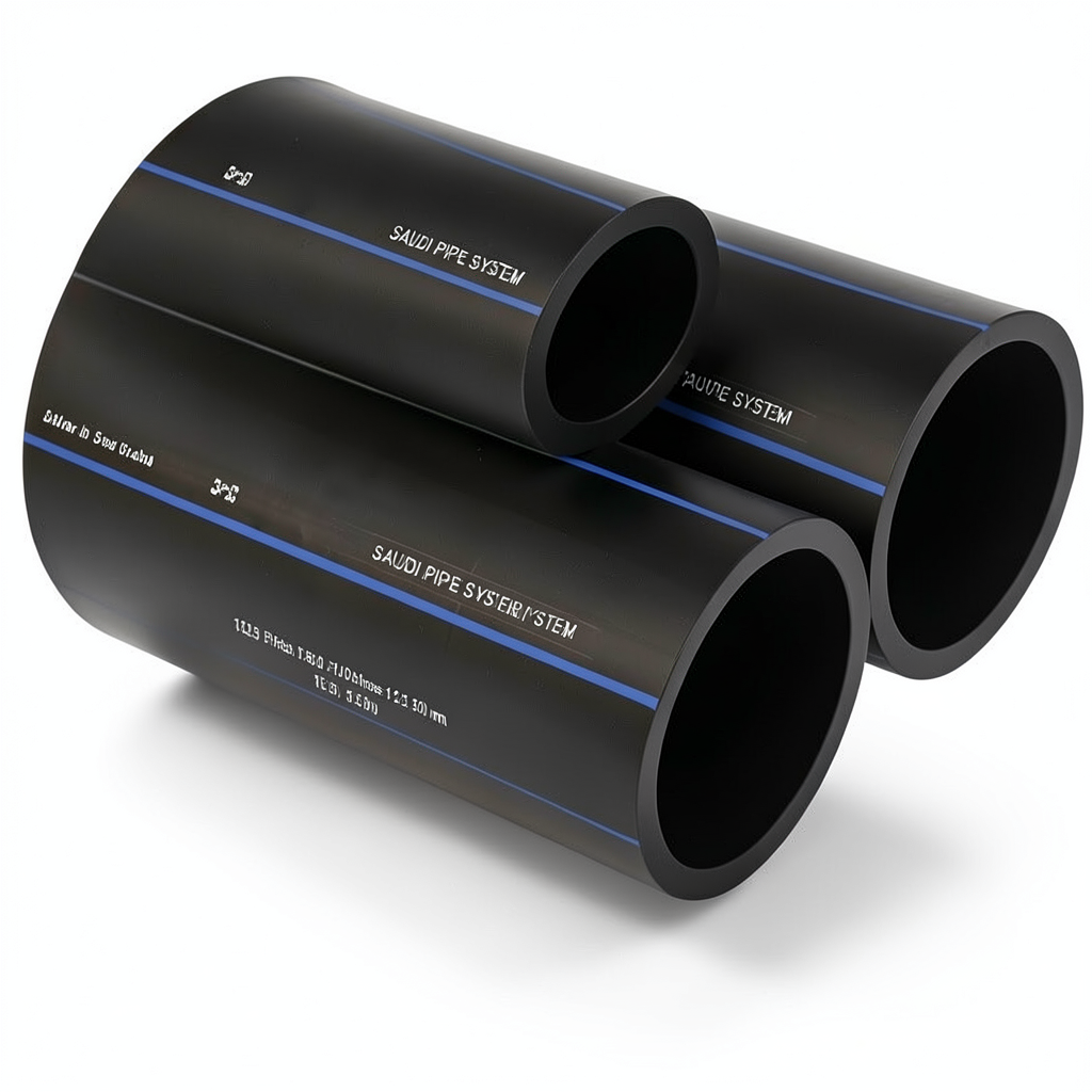 مواسير HDPE السعودي PE 80 ضغط 12.5 بار قطر خارجي 500 مم سمك 45.4 مم لون اسود | مصنع أنظمة الانابيب السعودي (SPS)