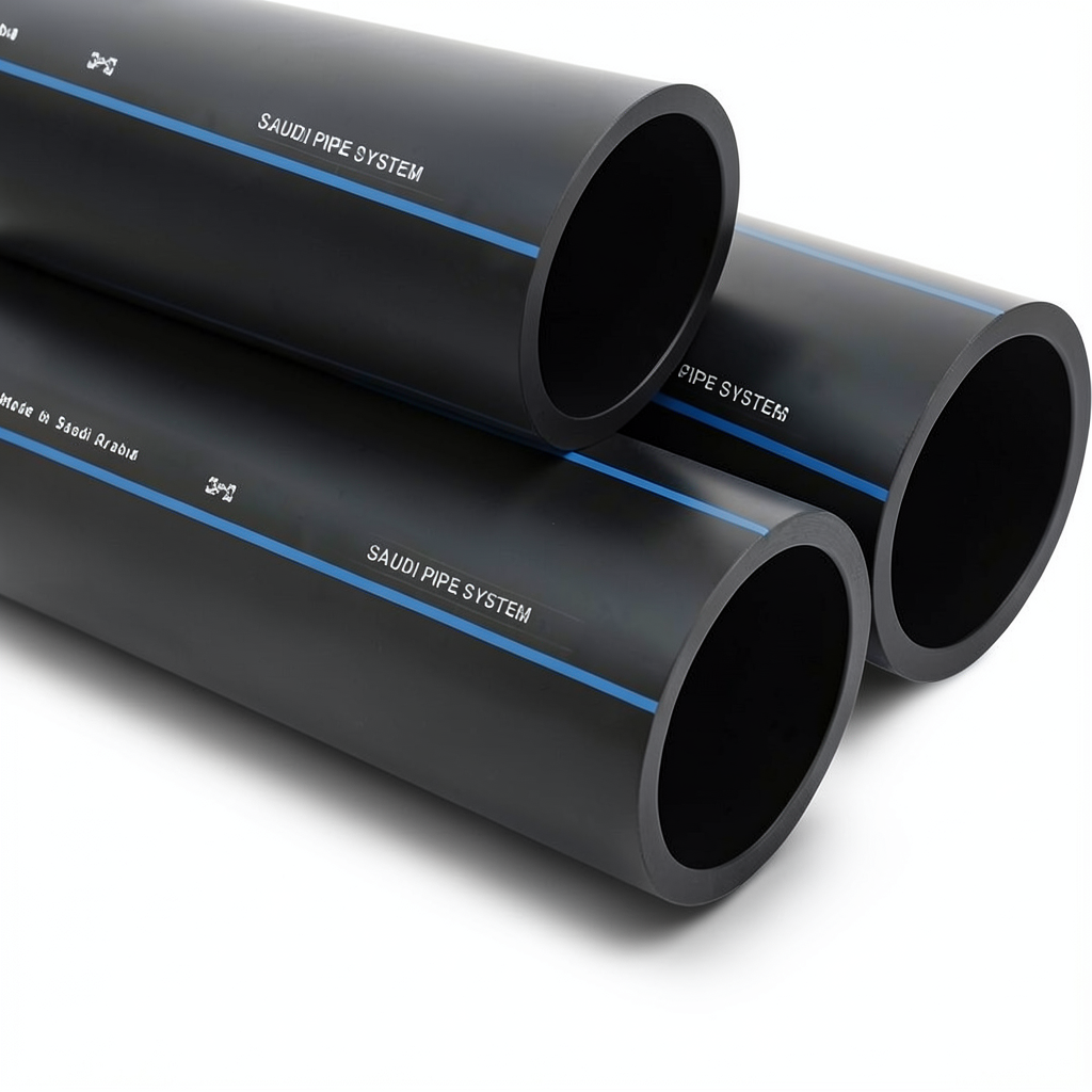 مواسير HDPE السعودي PE 80 ضغط 8 بار قطر خارجي 560 مم سمك 33.2 مم لون اسود | مصنع أنظمة الانابيب السعودي (SPS)