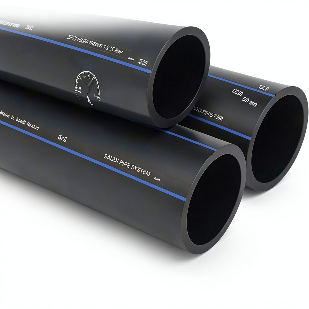 مواسير HDPE SPS PE 80 ضغط 12.5 بار قطر خارجي 560 مم سمك 50.8 مم لون أسود | مصنع أنظمة الانابيب السعودي (SPS)