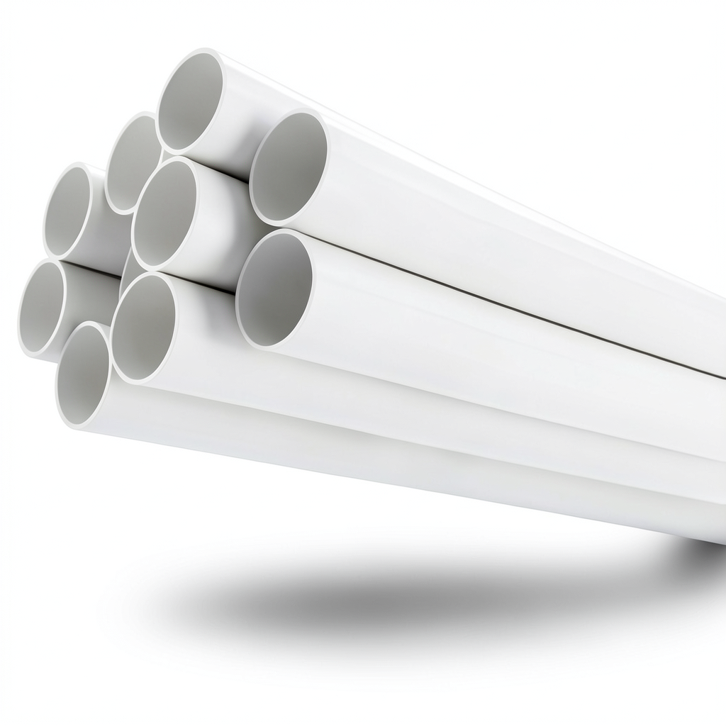أنابيب UPVC ضغط اسمي 8.6 بار مقاس ½ 1 إنش سمك 1.52 مم لون أبيض