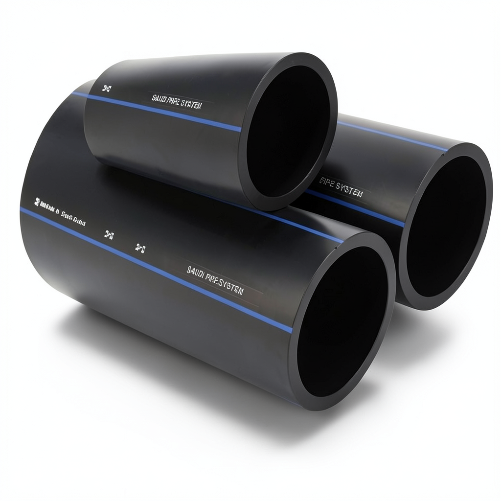 مواسير HDPE السعودي PE 80 ضغط 12.5 بار مقاس 630 مم سمك 57.2 مم لون اسود | مصنع أنظمة الانابيب السعودي (SPS)