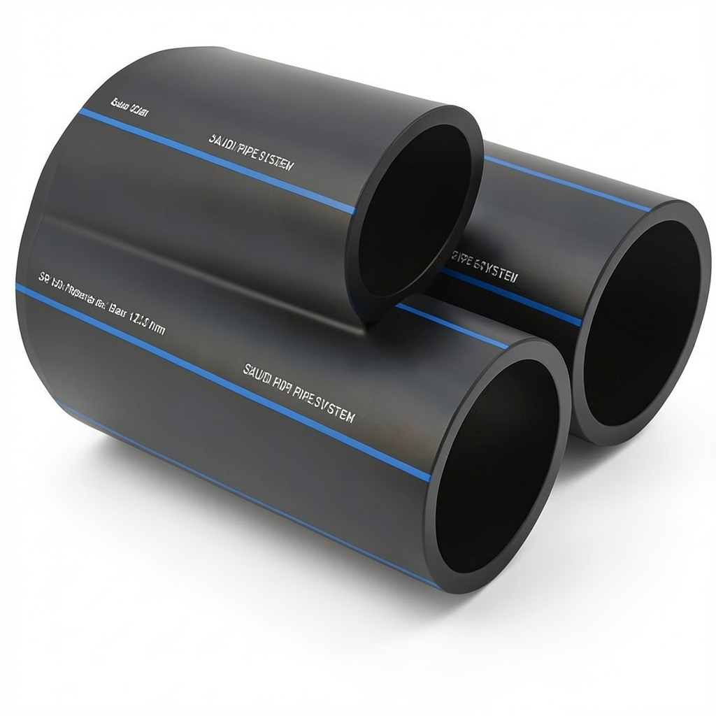 SPS HDPE Pipe PE 80 Pressure 12.5 Bar Size 630 mm Thickness 57.2 mm Black | Saudi Pipes Systems (SPS)
