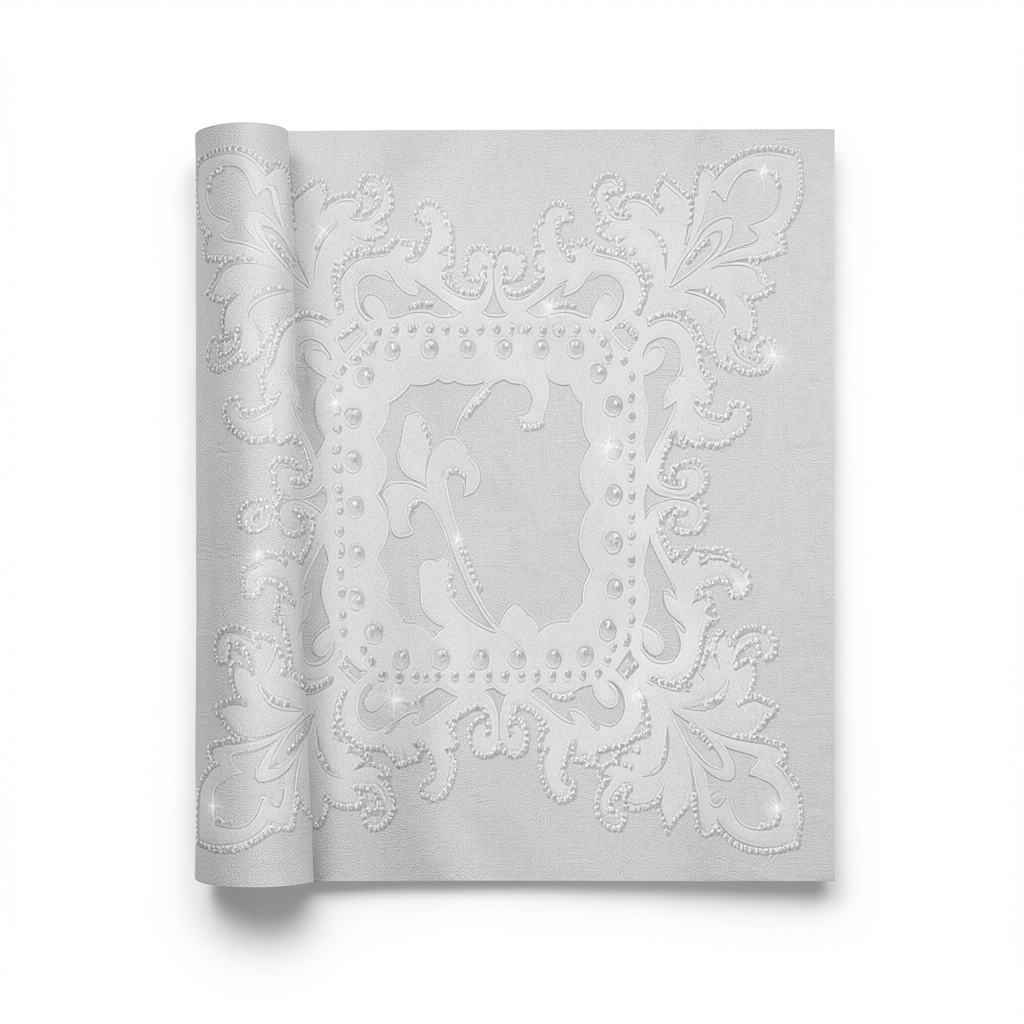 Italian Wallpaper Patterned Design 10 m x 0.70 m Pale Gray