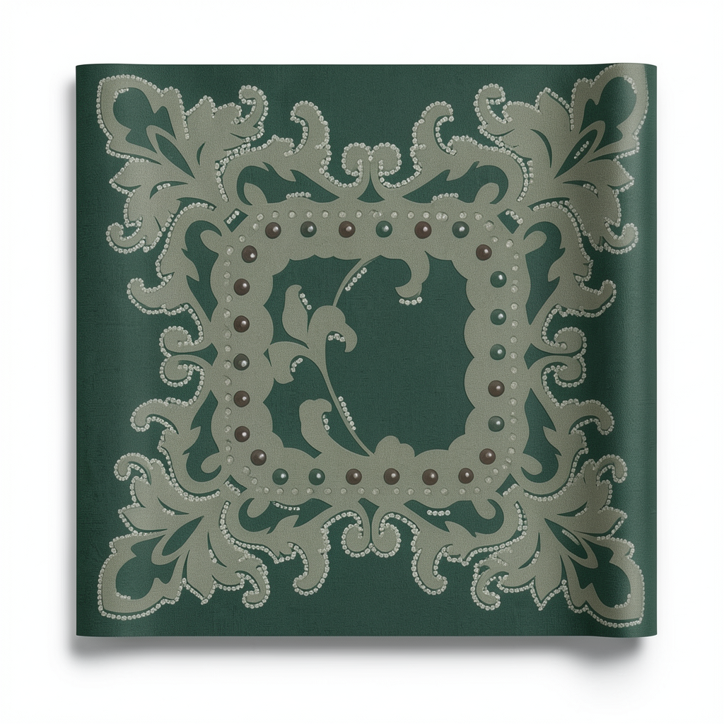 Patterned Wallpaper 10 m x 0.70 m Dark Green, Model 13070