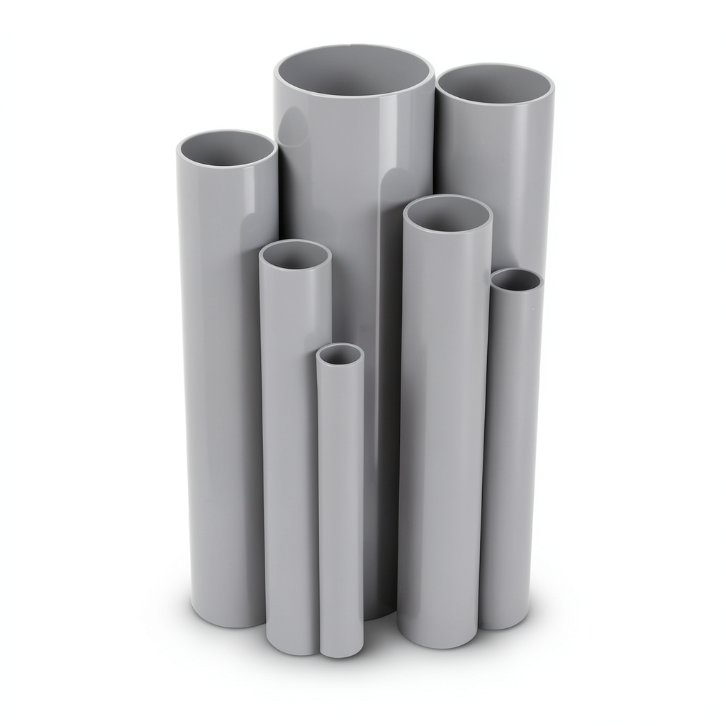 مواسير UPVC جدول 40 مقاس ½ 1 إنش سمك 3.7 مم لون رمادي