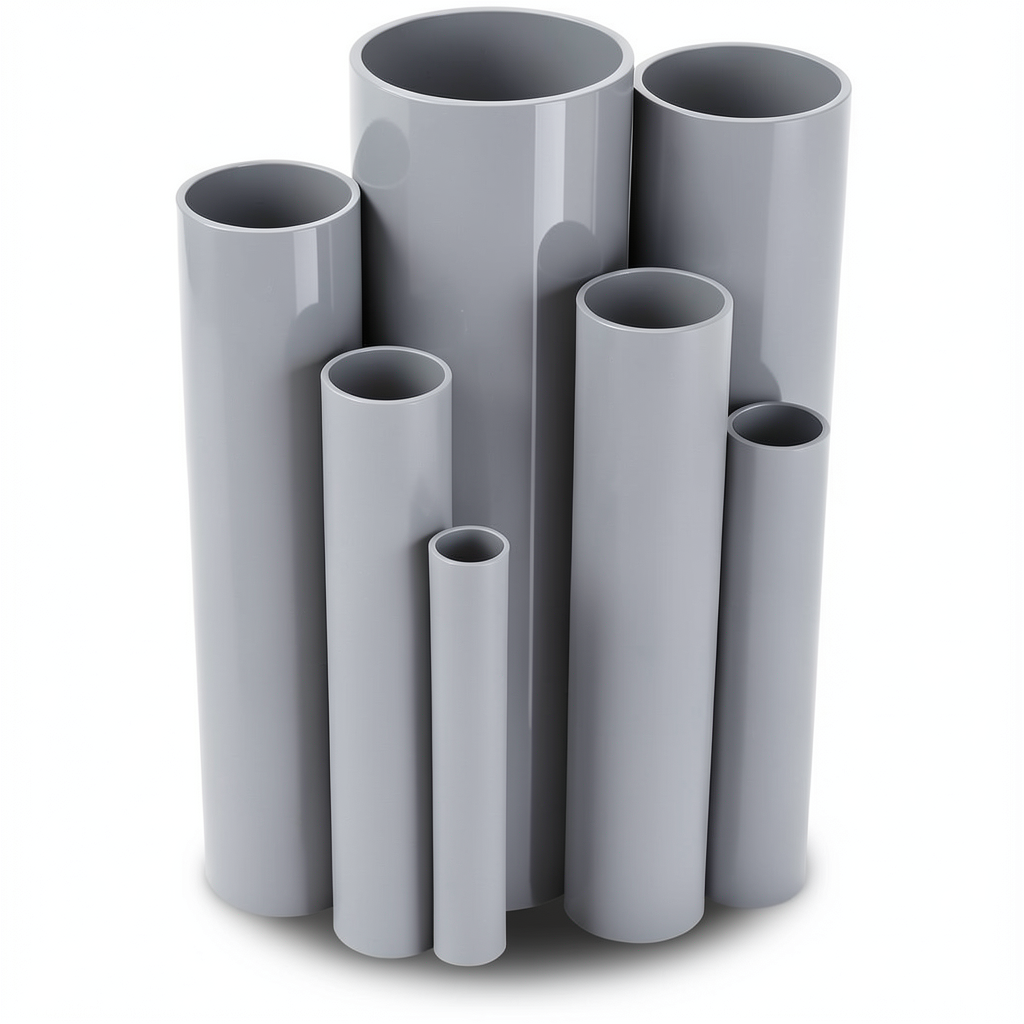 مواسير UPVC جدول 80 مقاس ½ إنش سمك 3.7 مم لون رمادي