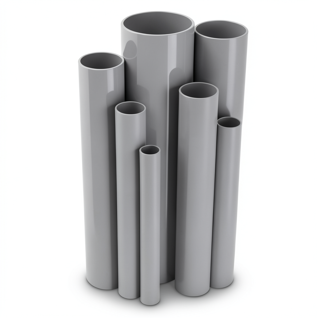 مواسير UPVC جدول 40 مقاس ½ 1 إنش سمك 3.7 مم لون رمادي