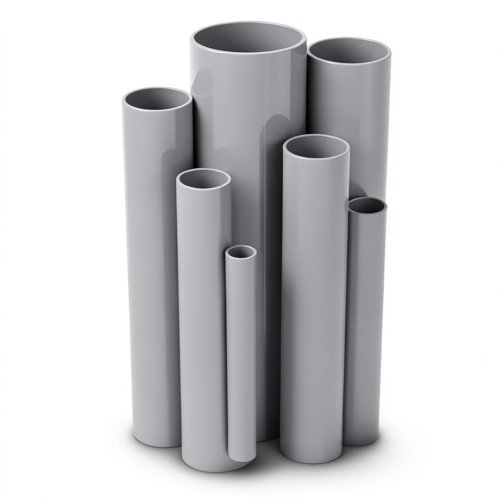 مواسير UPVC ضغط 2.5 بار قطر خارجي 250 مم سمك 2.0 مم لون رمادي