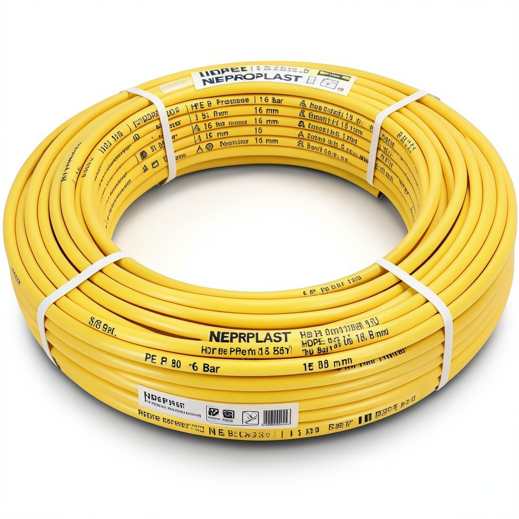 HDPE Pipes PE 80 Pressure 16 Bar Diameter 16 mm Thickness 1.8 mm Yellow | NEPROPLAST
