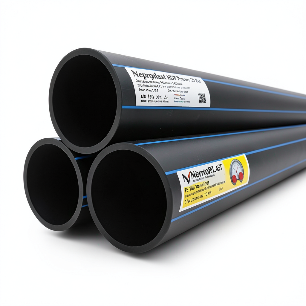 مواسير HDPE نيبروبلاست PE 100 ضغط 20 بار قطر خارجي 140 مم سمك 15.7 مم لون أسود | نيبروبلاست