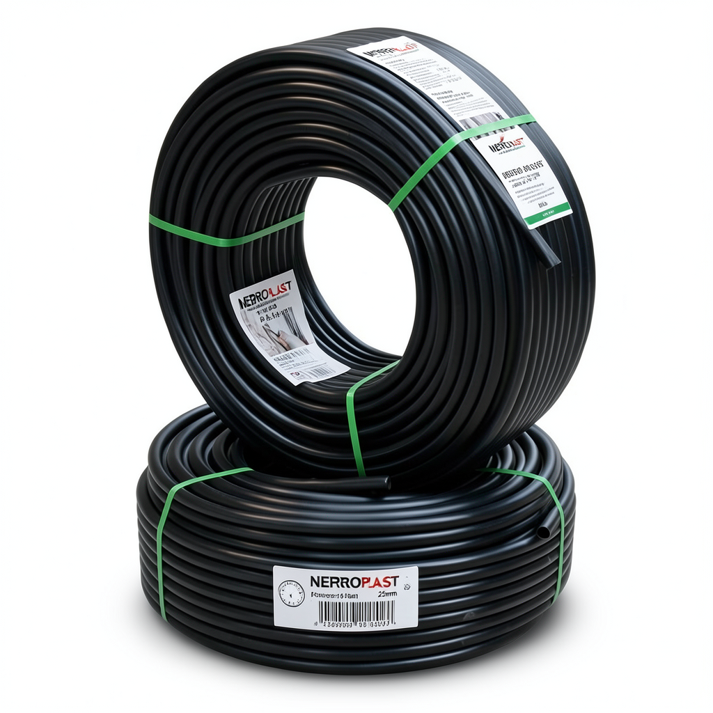 أنابيب HDPE PE 80 ضغط 16 بار قطر خارجي 25 مم سمك 2.8 مم لون أسود | نيبروبلاست