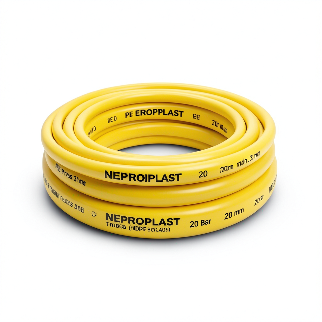 أنابيب HDPE PE 100 ضغط 20 بار قطر 20 مم سمك 2.3 مم لون أصفر | نيبروبلاست