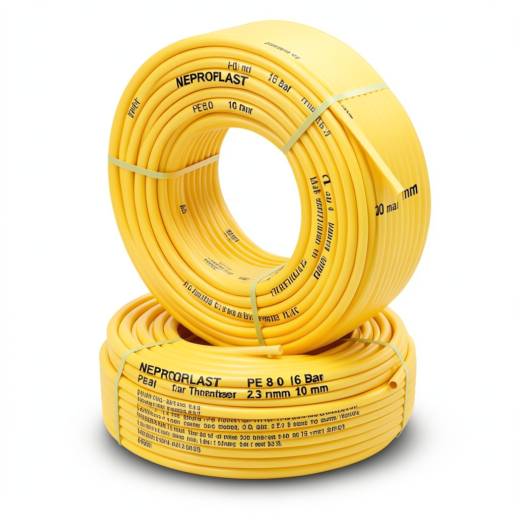 أنابيب HDPE PE 80 ضغط 16 بار قطر 20 مم سمك 2.3 مم لون أصفر | نيبروبلاست