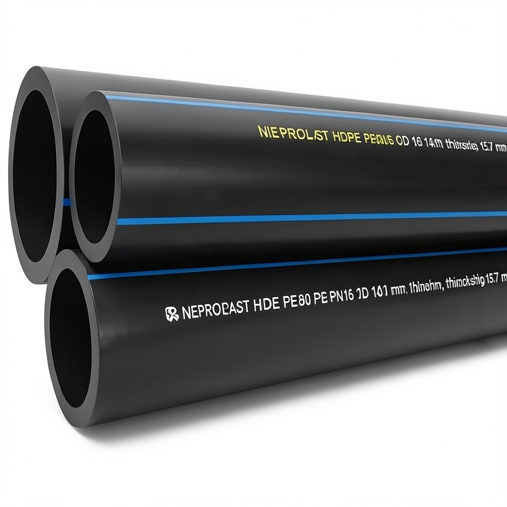 HDPE Pipes PE 80 Pressure 16 Bar Outside Diameter 140 mm Thickness 15.7 mm Black | NEPROPLAST
