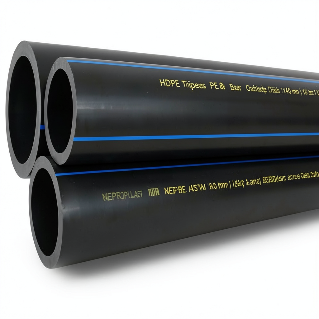 HDPE Pipes PE 80 Pressure 16 Bar Outside Diameter 140 mm Thickness 15.7 mm Black | NEPROPLAST